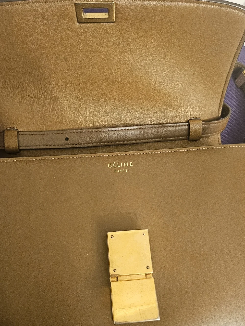 Vintage Celine Classic Box Bag Brown Smooth Calfskin Gold Hardware Crossbody - Picture 10 of 16